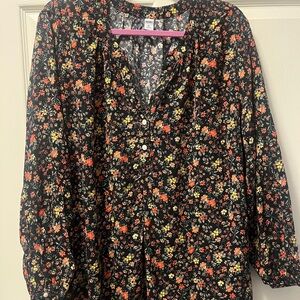Old Navy Black Floral Blouse